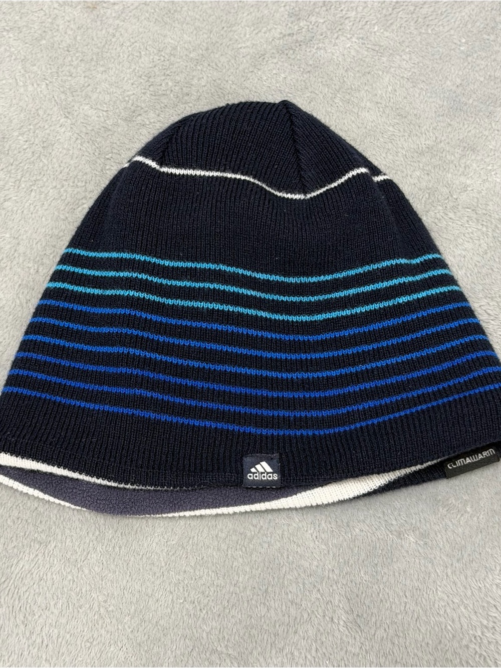 Vtg 2000’s Adidas Striped Knit Beanie Skull Cap Streetwear Adult OSFM Reversible